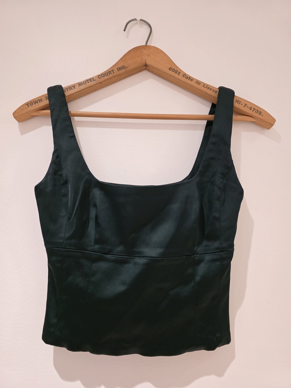 Wilfred Dark Green Satin Square-Neck Camisole